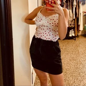 Black denim skirt stretch waist